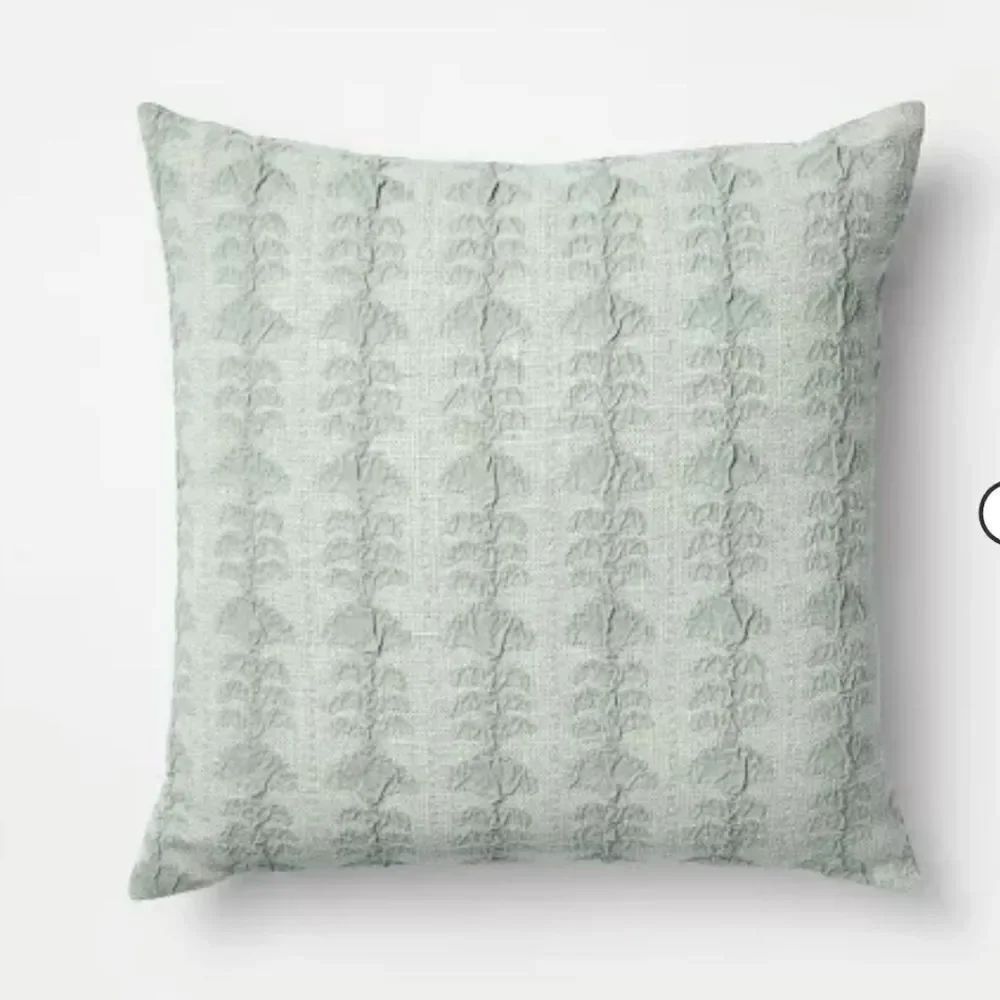 Woven Block Print Square Throw Pillow Light Green - Threshold™ designed with Stu